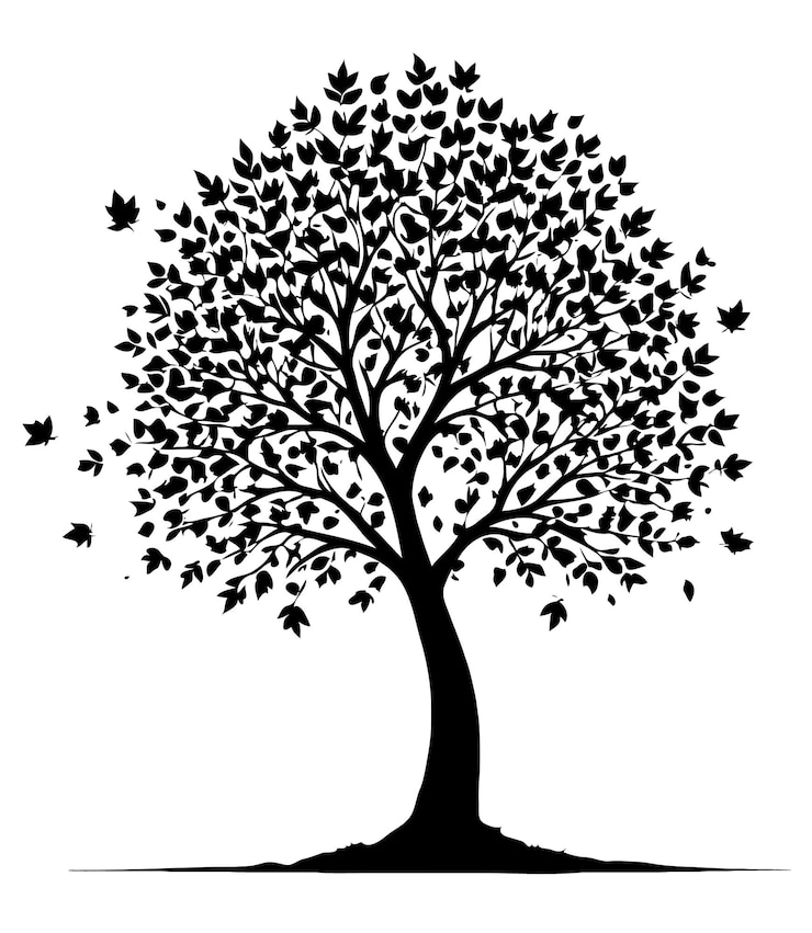 PSD alberi natura ambiente vita illustrazione stile di silhouette