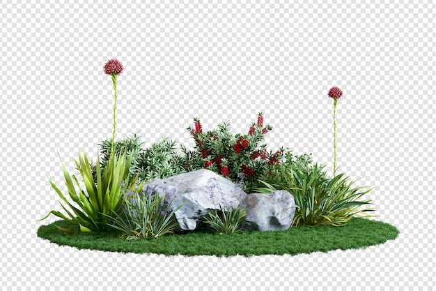 Alberi tropicali e formazioni rocciose di varie forme