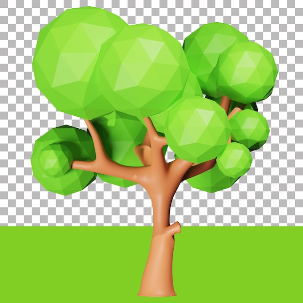 albero basso poli 3d isolato