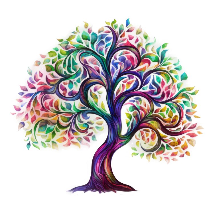 PSD albero colorato vibrante disegno astratto artistico