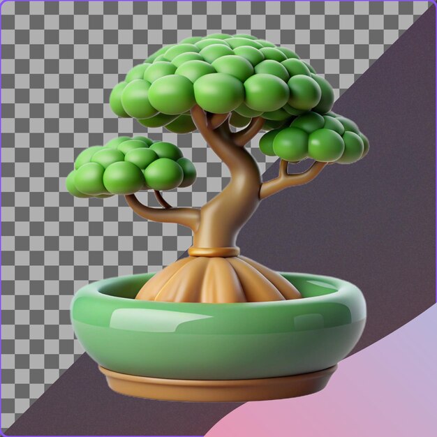Albero di bonsai in vaso renderizzato in 3D