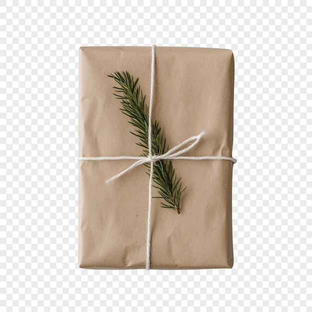 albero di Natale in una borsa di carta marrone su uno sfondo trasparente