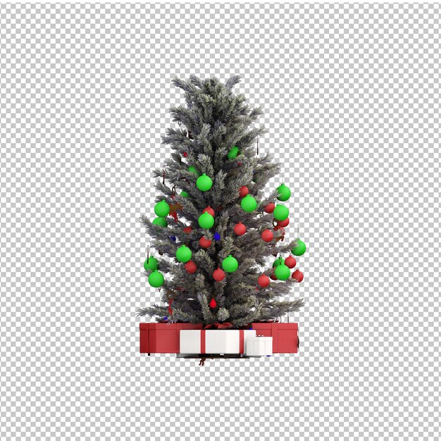 albero di Natale isolato e felice anno nuovo decorano
