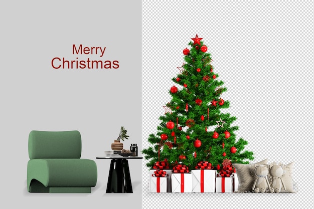 Albero di Natale Regali dalla famiglia sfocata dell'orsacchiotto di Babbo Natale
