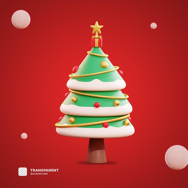 albero di pino di natale 3d con sfondo trasparente