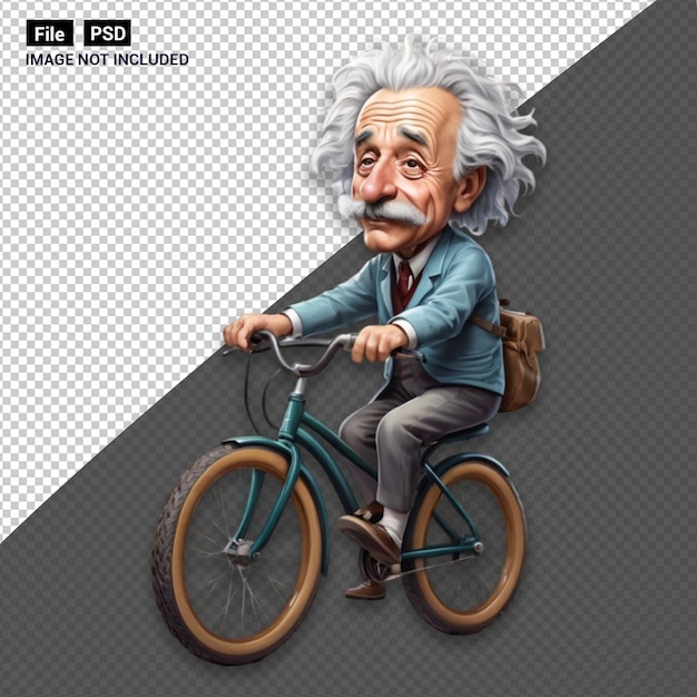 PSD albert einstein tirando de una bicicleta