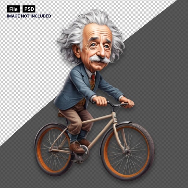 PSD albert einstein tirando de una bicicleta