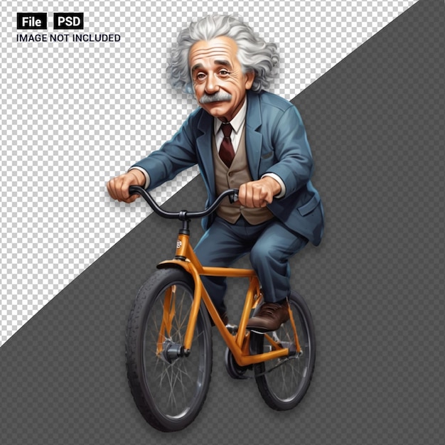 Albert Einstein En Train De Rouler Sur Un Vélo