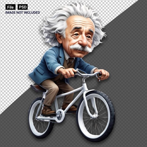 PSD albert einstein en train de rouler sur un vélo