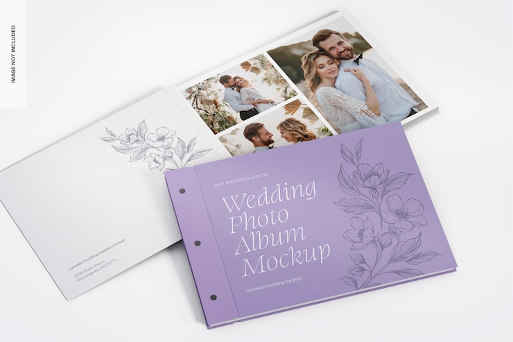 PSD albumi fotografici di nozze mockup, aperti e chiusi