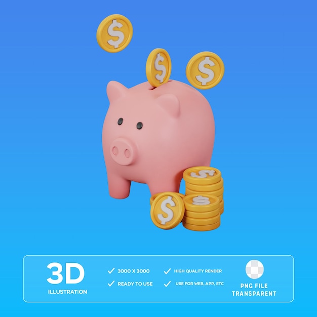 alcancía, 3d, ilustración