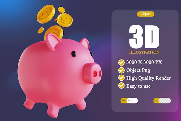 Alcancía de ilustración 3D 3