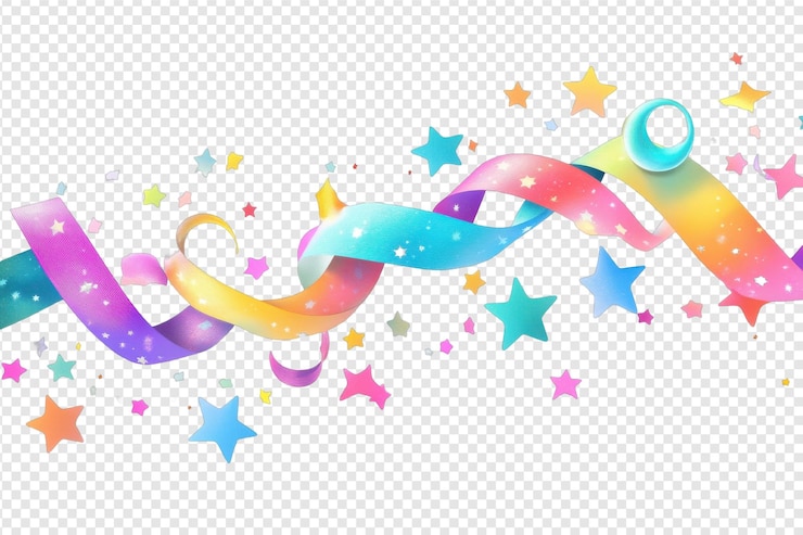PSD alegre 3d streamer de cumpleaños en colores llamativos ideal para agregar un toque lúdico a las decoraciones de la fiesta con aislado en fondo transparente