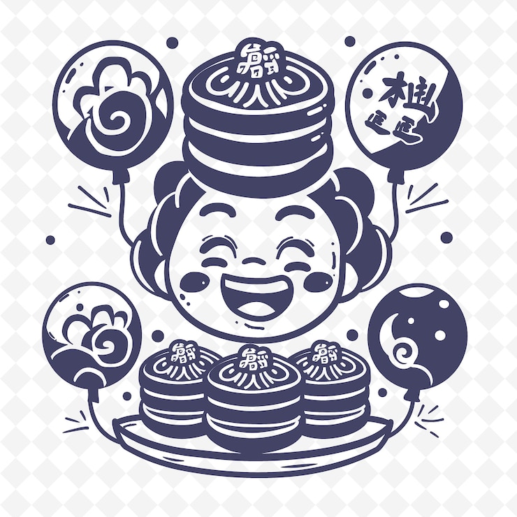 PSD alegre desfile de pasteles de luna con diseño de caricaturas desfile de mo png inspirado en diseños de iconos lunares