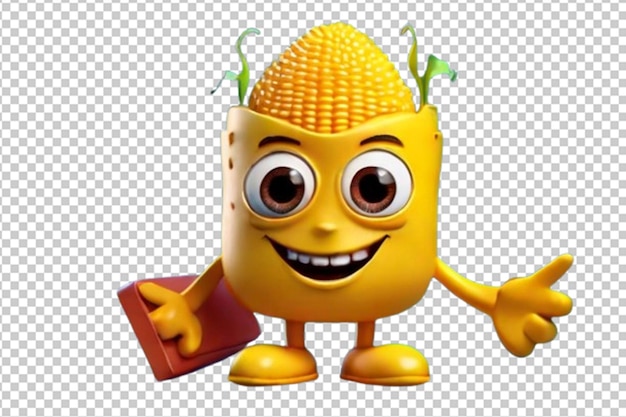 PSD alegre con ojos y cabeza de maíz con cara sonriente