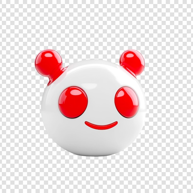 PSD alegre personaje 3d blanco y rojo sonriendo felizmente diseño adorable