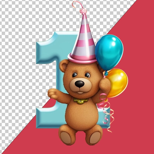 PSD alegría de cumpleaños con el oso lindo