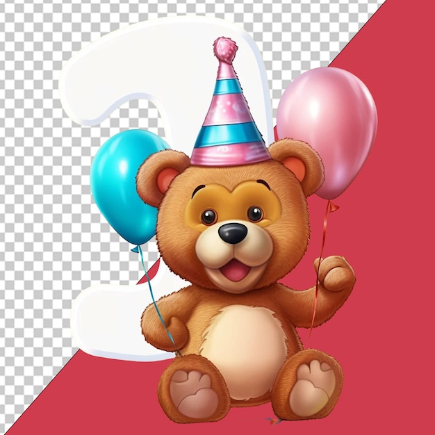 Alegria de aniversário com urso fofo