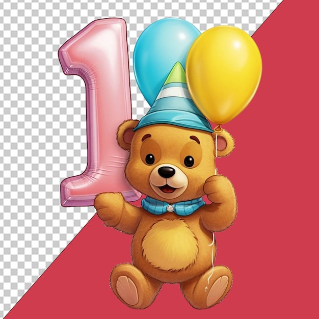 Alegria de aniversário com urso fofo