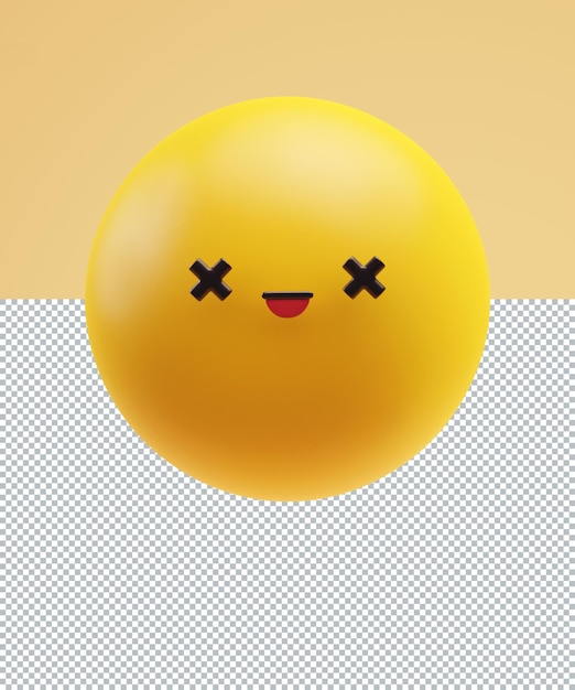 PSD alegria e emoticon estúpido com uma cara kawaii engraçada com olhos cruzados