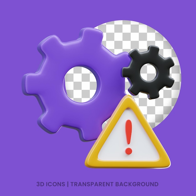 alert and error setting gear configuration machine 3D icon