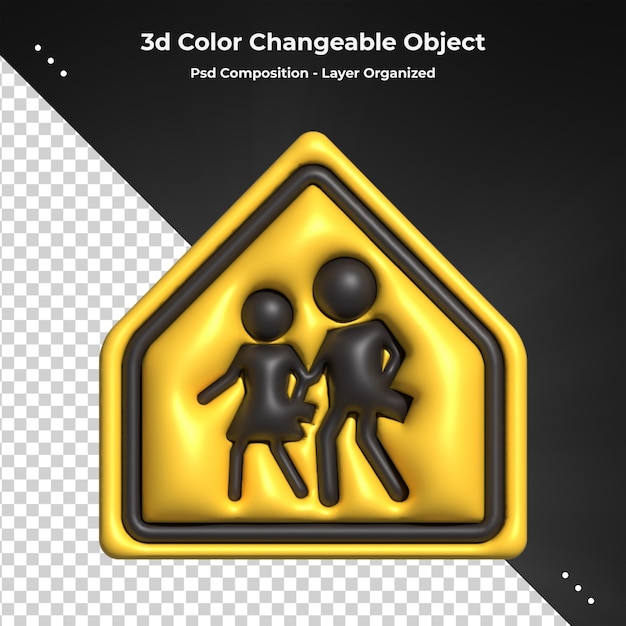 Alert or Warning signs 3d rendering of alert isolated on a transparent background