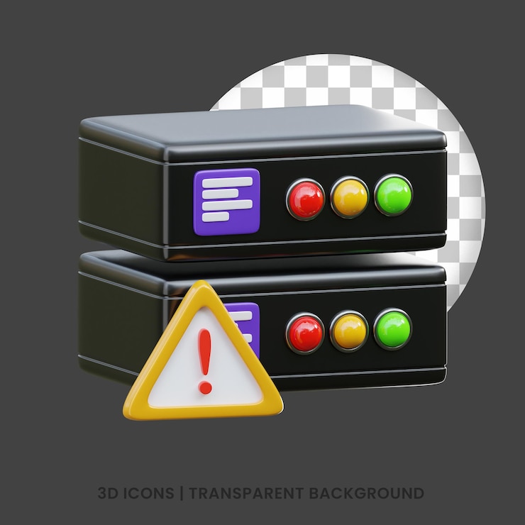 PSD alert warning system hosting server connectivity 3d icon