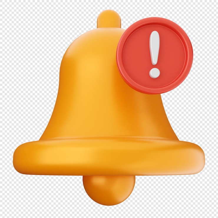 PSD alerta de alarma de la campana de notificación en 3d