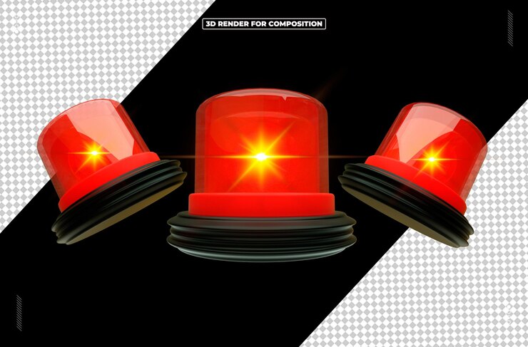 PSD alerta de sirene de objeto de renderização 3d