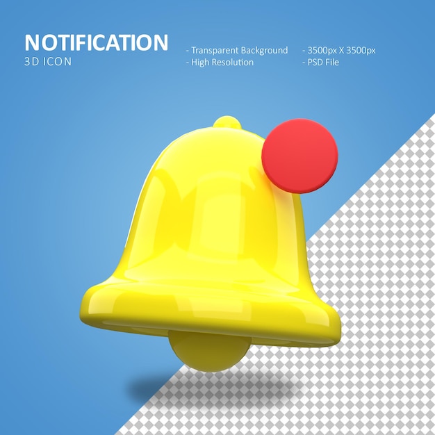 PSD alerta de notificación de icono 3d