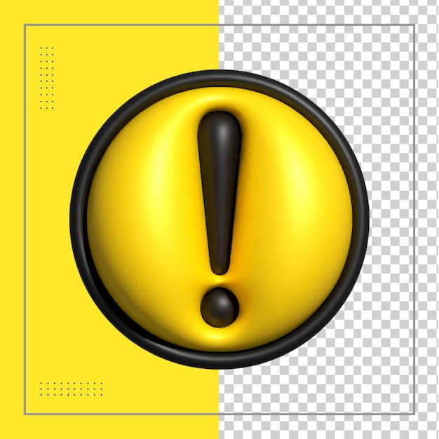 Alerta ou sinais de aviso renderização 3d de alerta isolado em um fundo transparente