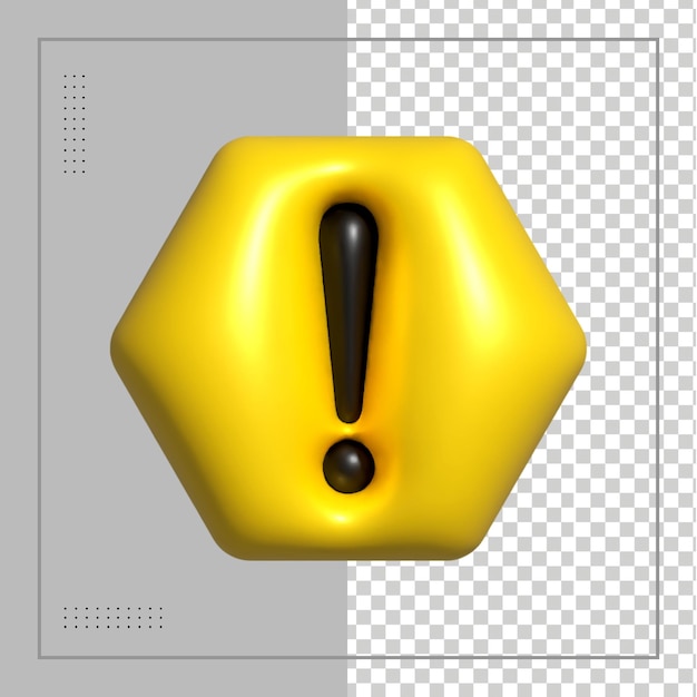PSD alerta ou sinais de aviso renderização 3d de alerta isolado em um fundo transparente