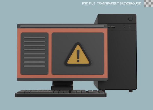 Alerte d'alerte d'identification de virus sur l'écran d'ordinateur web rendu 3D