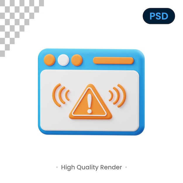 PSD alerte illustration de rendu 3d premium psd