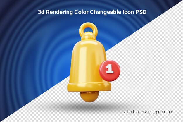 Alerte de notification de rappel de cloche 3d ou icône d'alarme