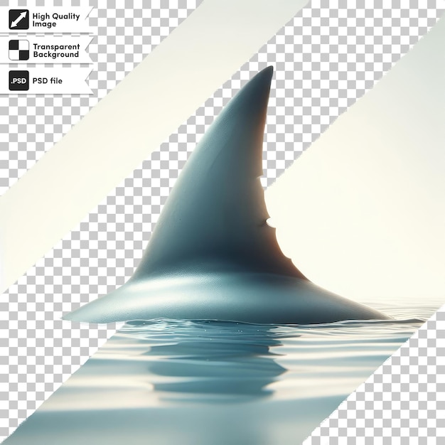Aleta de tiburón psd en agua sobre un fondo transparente con capa de máscara editable