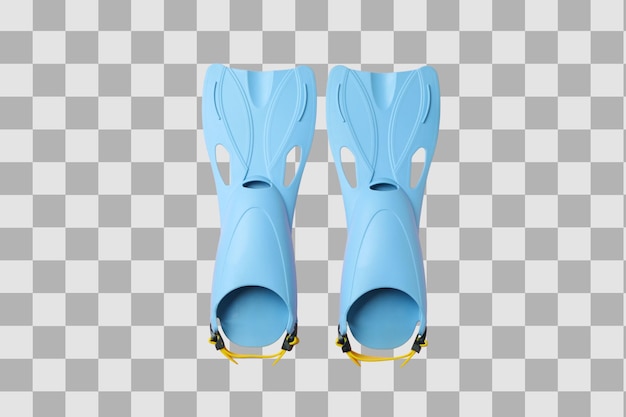 Las aletas de snorkel azul brillante son ideales para las vacaciones de verano y los viajes aislados en PNG blanco