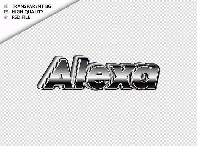 Alexa Typographie Texte Argent Noir Psd Transparent