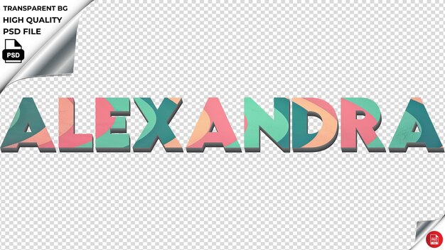 PSD alexandra tipografia gradiente turquesa retro textura de texto psd transparente