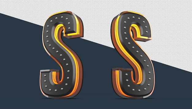 Alfabeto 3D con decorazione a spilla ed effetto luce al neon