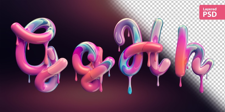 PSD alfabeto 3d con fusión de pintura colorida. letras g g h h.