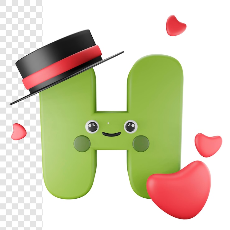 PSD alfabeto 3d h