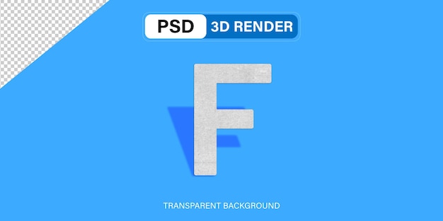 Alfabeto 3D letra F efecto de piedra aislado en fondo transparente