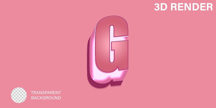 PSD alfabeto 3d letra g color rosa aislado sobre un fondo transparente