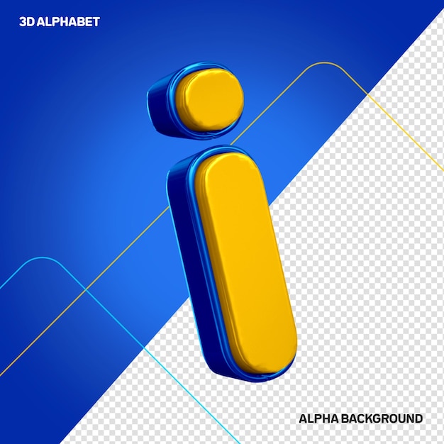Alfabeto 3D Letra I amarillo con azul