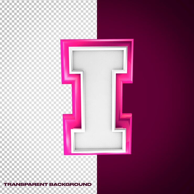PSD alfabeto 3d letra i con colores rosa y blanco