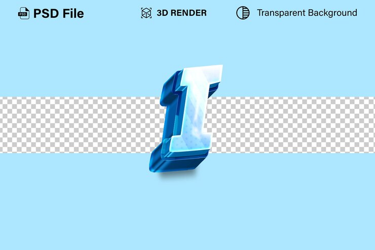 PSD alfabeto 3d letra i efecto de nieve metálica aislado en fondo transparente