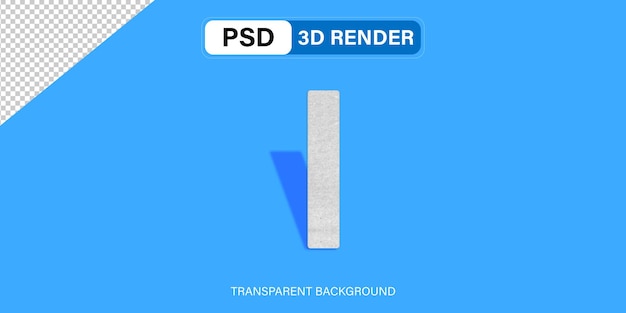 Alfabeto 3D letra I efecto de piedra aislado en fondo transparente