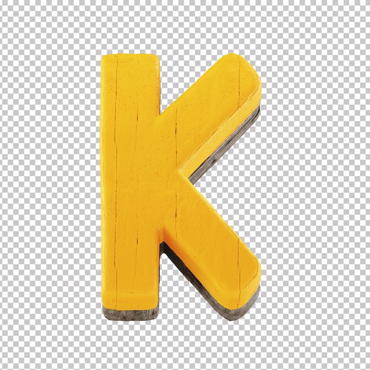 PSD alfabeto 3d letra k con textura de madera y fondo transparente festa junina brasil