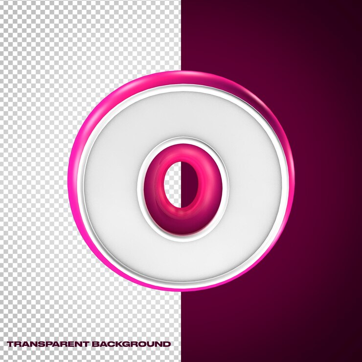 PSD alfabeto 3d letra o con colores rosa y blanco